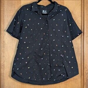 Taco Bell Womens XL All Over Print Short Sleeve Button Up Shirt Manager Employee